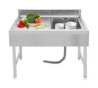 BJTDLLX Lavello da cucina autoportante, in acciaio inox, con 1 vasca, per esterni, in acciaio inox, regolabile in altezza, per ristorante, cucina, portata 330,7lbs