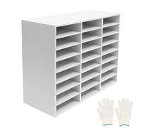 BJTDLLX Organizer per letteratura, 24 scomparti, porta documenti da scrivania con ripiani regolabili, per ufficio, porta lettere, capacità di carico 60 kg, bianco
