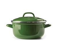 BK Indigo Patrimonio Olandese Casseruola Rotonda Smaltata con Coperchio con Rivestimento Antiaderente Ceramico Senza PFAS, 26 cm/5,2 Litri, Induzione, Lavabile in Lavastoviglie e in Forno, Verde