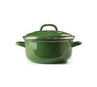 BK Indigo Patrimonio Olandese Casseruola Rotonda Smaltata con Coperchio con Rivestimento Antiaderente Ceramico Senza PFAS, 22 cm/3,3 Litri, Induzione, Lavabile in Lavastoviglie e in Forno, Verde