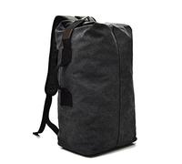 (Bk) - Large Capacity Travel Climbing Bag Tactical Military Duffel Bag Top Load Double Strap Canvas Backpack
