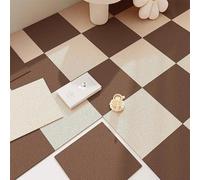 BK&MF 10 Pezzi di Piastrelle di Tappeto autoadesive interbloccanti, zerbini Quadrati Lavabili da Applicare, tappeti Quadrati Impermeabili Antiscivolo per Camera da Letto,L,10PCS 40x40cm(16x16inch)