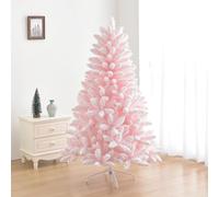 BK&MF Albero di Natale Rosa con Neve 210CM, 5 Dimensioni Albero Artificiale Realistico con Base Metallo, Decorazione con Punte Innevate per Casa, Centro,Rosa,120cm(4Ft)