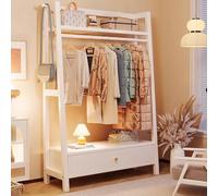 BK&MF Appendiabiti Autoportante in Legno,Minimalista Robusto Attaccapanni Appendiabiti Ingresso Appendi Abiti Cappotti Cappelli Borse,White a,39x16x67inch