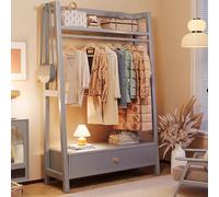 BK&MF Appendiabiti Autoportante in Legno,Minimalista Robusto Attaccapanni Appendiabiti Ingresso Appendi Abiti Cappotti Cappelli Borse,Gray a,39x16x67inch