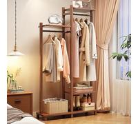 BK&MF Appendiabiti Indipendente in Legno con Ripiani portaoggetti,Appendiabiti Alto per Ingresso Robusto Porta Scarpe per Camera da Letto, Ufficio e casa,Walnut,31x12x67inch