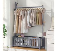 BK&MF Appendiabiti Moderno e Mobile Indipendente,5 in 1 in bambù Semplice Appendiabiti con cestello portaoggetti Facile da Montare per la Camera da Letto,B,83x29x155cm(33x11x61inch)