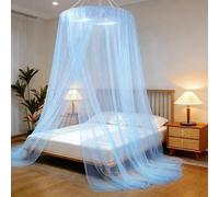 BK&MF Baldacchino Rotondo da Sogno, tendaggio sospeso al soffitto con Lacci, zanzariera con Decorazioni Pieghevole per Angolo Lettura, baldacchino Principessa,Blu,150cm(60") Queen