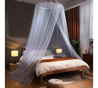 BK&MF Baldacchino Rotondo da Sogno, tendaggio sospeso al soffitto con Lacci, zanzariera con Decorazioni Pieghevole per Angolo Lettura, baldacchino Principessa,Grigio,135cm(54") Double