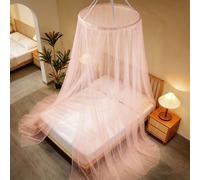 BK&MF Baldacchino Rotondo da Sogno, tendaggio sospeso al soffitto con Lacci, zanzariera con Decorazioni Pieghevole per Angolo Lettura, baldacchino Principessa,Rosa,100cm(39") Twin