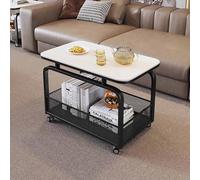 BK&MF Moderno tavolino mobile a 2 ripiani, in metallo, tavolino di lusso che scorre sotto con struttura in metallo, facile da montare, per soggiorno e camera da letto, E, 80 x 40 x 60 cm (31 x 16 x 24