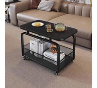BK&MF Moderno tavolino mobile a 2 ripiani, in metallo, tavolino di lusso che scorre sotto con struttura in metallo, facile da montare, per soggiorno e camera da letto, F, 80 x 40 x 60 cm (31 x 16 x 24