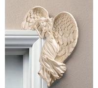 BK&MF Redemption - Decorazione per porta d'angelo, scultura vintage a forma di ala d'angelo, decorazione da parete per soglia, angolo del tavolo, decorazione per la casa, sinistra, 10,2 x 15,2 cm
