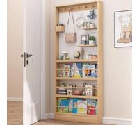 BK&MF Scaffale in Legno, Scaffale Nascosto Dietro la Porta con Pannello Forato, Montaggio a Parete Salvaspazio Contenitore Compatto per Giocattoli,Yellow+White,16x4x70inch