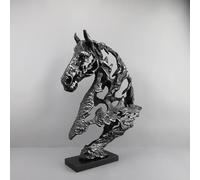 BK&MF Scultura astratta a forma di testa di cavallo, moderna in ghisa con base in marmo, decorazione artistica per la casa per soggiorno, ufficio, 47 x 16 x 64 cm (19 x 6 x 25 pollici)