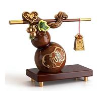 BK&MF Scultura di Zucca Cinese di Lusso in Resina con Base, Decorazione Portafortuna Ruyi, Regalo per Inaugurazione Casa con Scatola Regalo,A,35x12x25cm(14x5x10inch)