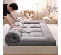 BK&MF Topper Materasso Extra Spesso, coprimaterasso soffice Pillow Top, protettore Trapuntato Imbottito con Elastici per Camera da Letto,Grigio,150x200cm(59x79inch)