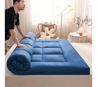 BK&MF Topper Materasso Extra Spesso, coprimaterasso soffice Pillow Top, protettore Trapuntato Imbottito con Elastici per Camera da Letto,Blu,120x200cm(47x79inch)