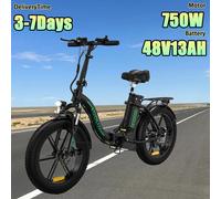 BK6S E-Bike 750W Motore Brushless 48V13AH Batteria Al Litio A Distanza Bici Elettrica 20 Pollici Pneumatico Pendolarismo Bicicletta Elettrica 350W36V13AH Blue