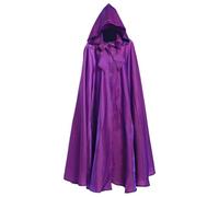 Bkazwe Mantello con cappuccio in raso per donne e uomini, costume da strega medievale, costume rinascimentale Halloween Bal mascherato, poncho gotico elegante festa di famiglia, 170 cm, viola., L