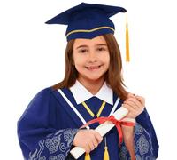 Bkazwe Toga Laurea Bambini Set con Cappello Tocco e Nappa Abito Accademico per Diploma Asilo e Scuola Elementare Chiusura a Strappo, Ideale per Foto Ricordo, Cerimonia e Palcoscenico 1-18 Anni