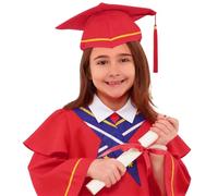 Bkazwe Toga Laurea Bambini Set con Cappello Tocco e Nappa Abito Accademico per Diploma Asilo e Scuola Elementare Chiusura a Strappo, Ideale per Foto Ricordo, Cerimonia e Palcoscenico 1-18 Anni