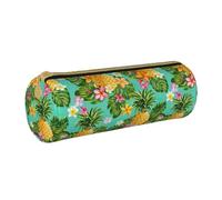 BKDODKS Astuccio in pelle con stampa di ananas tropicale, per adulti, unisex, con cerniera, leggero
