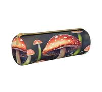 BKDODKS Astuccio in pelle con stampa di funghi dipinti per adulti, astuccio per matite da uomo e donna, con cerniera, leggero