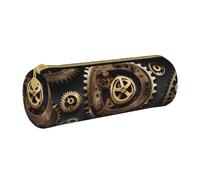 BKDODKS Astuccio in pelle con stampa di ingranaggi Steampunk, per adulti, unisex, con cerniera, leggero