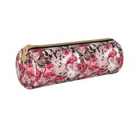 BKDODKS Astuccio in pelle con stampa floreale fenicottero per adulti astuccio unisex con cerniera leggero