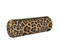 BKDODKS Astuccio in pelle con stampa leopardata ruvida per adulti, unisex, con cerniera, leggero