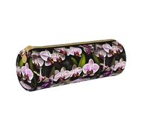BKDODKS Astuccio in pelle con stampa orchidee per adulti, unisex, con cerniera, leggero, bianco, Taglia unica