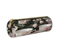BKDODKS Astuccio in pelle con tazze da tè con rose romantiche stampe shabby per adulti astuccio unisex con cerniera leggero