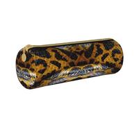 BKDODKS Astuccio in pelle giallo con stampa serpente per adulti astuccio unisex con cerniera leggero