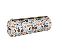 BKDODKS Astuccio in pelle per adulti con muso di cane e gatto bulldog, beagle, labrador, astuccio per matite da uomo e donna, con cerniera, leggero