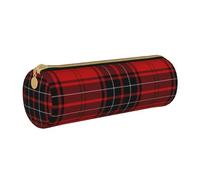 BKDODKS Astuccio in pelle per adulti con stampa a quadri rosso e nero, per uomini e donne, con cerniera, leggero