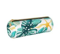 BKDODKS Astuccio in pelle per adulti con stampa a tema tropicale di piante da spiaggia per uomini e donne, astuccio con cerniera leggero