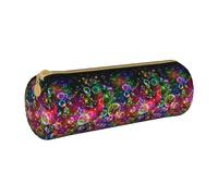 BKDODKS Astuccio in pelle per adulti con stampa arcobaleno e stelle, astuccio per matite da uomo e donna, con cerniera, leggero