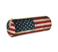 BKDODKS Astuccio in pelle per adulti con stampa bandiera americana, per uomini e donne, astuccio con cerniera leggero