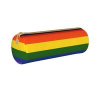 BKDODKS Astuccio in pelle per adulti con stampa bandiera arcobaleno, astuccio per matite da uomo e donna, con cerniera, leggero