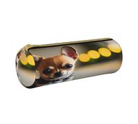 BKDODKS Astuccio in pelle per adulti con stampa di cane chihuahua, unisex, con cerniera, leggero
