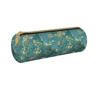 BKDODKS Astuccio in pelle per adulti con stampa di fiori di mandorlo dipinto, astuccio unisex con cerniera, leggero