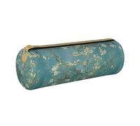 BKDODKS Astuccio in pelle per adulti con stampa di fiori di mandorlo, per uomini e donne, con cerniera, leggero