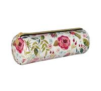 BKDODKS Astuccio in pelle per adulti con stampa di foglie e fiori, per uomini e donne, con cerniera, leggero