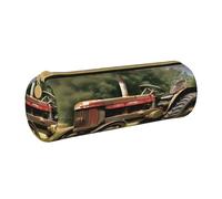 BKDODKS Astuccio in pelle per adulti con stampa di foto di un trattore antico, astuccio per matite da uomo e donna, con cerniera, leggero