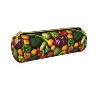 BKDODKS Astuccio in pelle per adulti con stampa di frutta e verdura, astuccio per matite da uomo e donna, con cerniera, leggero