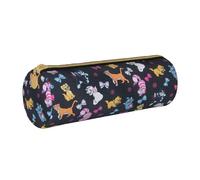 BKDODKS Astuccio in pelle per adulti con stampa di gatti in stile cartone animato, per uomini e donne, con cerniera, leggero