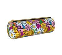 BKDODKS Astuccio in pelle per adulti con stampa di graziosi fiori in stile cartone animato, astuccio per matite da uomo e donna, con cerniera, bianco, Taglia unica