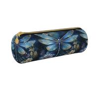 BKDODKS Astuccio in pelle per adulti con stampa di libellule blu arte astuccio unisex con cerniera leggero