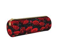 BKDODKS Astuccio in pelle per adulti con stampa di molte rose rosse, per uomini e donne, astuccio con cerniera leggero